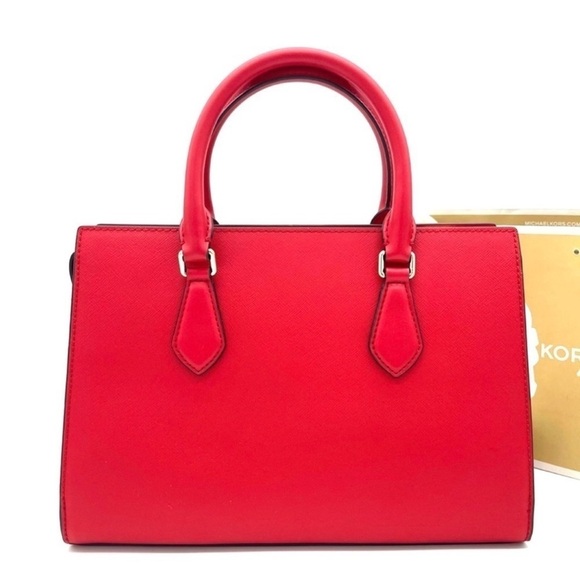 Michael Kors Sheila Medium Center Zip Satchel Crossbody Bag Red - Picture 9 of 11